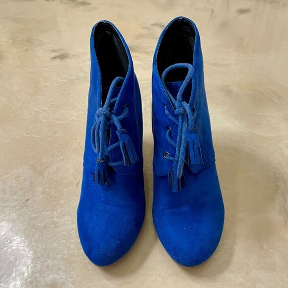 Stylish JG Blue High Heel Ankle Boots - Size 8.5 - Picture 2 of 4